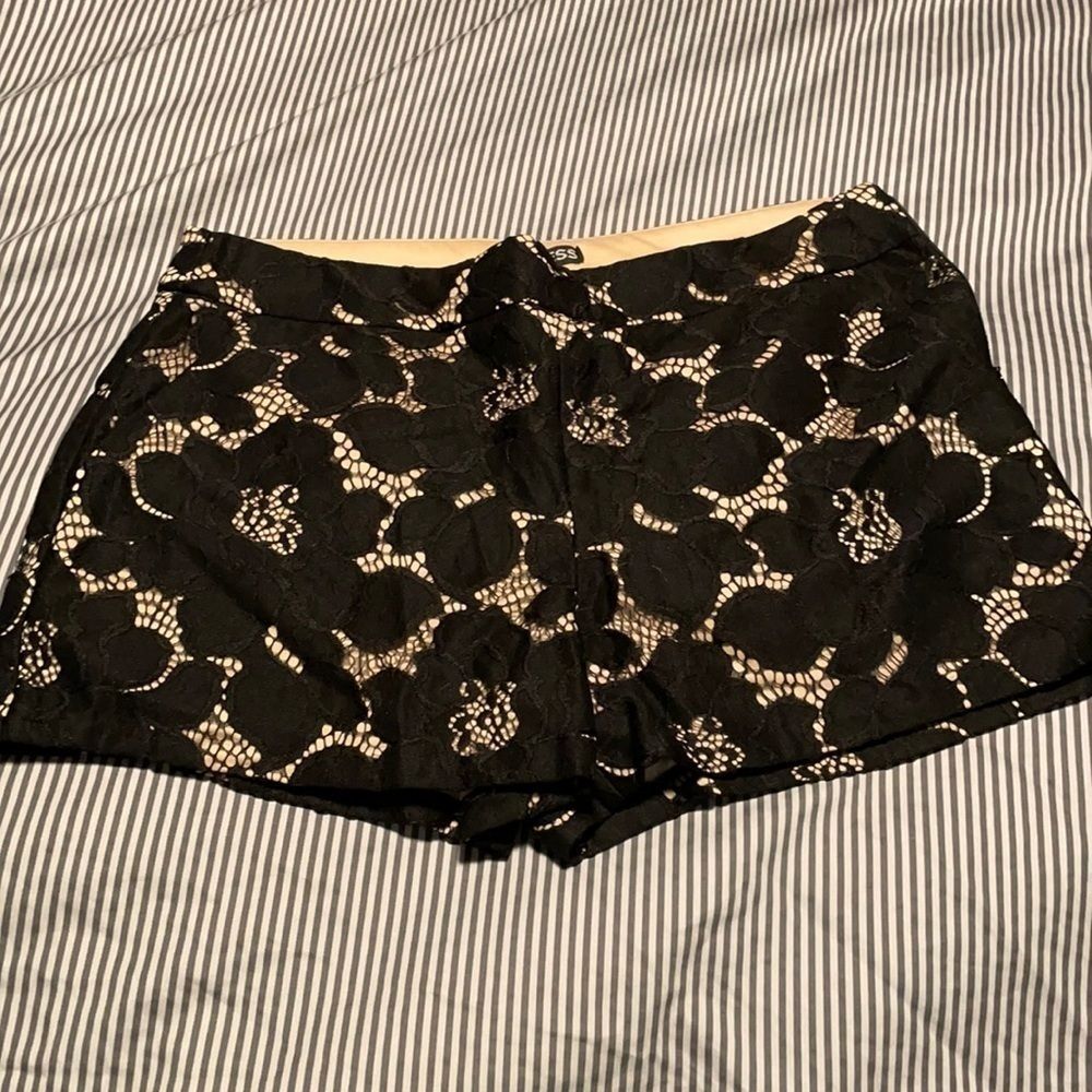 Express Black Lace Overlay Shorts